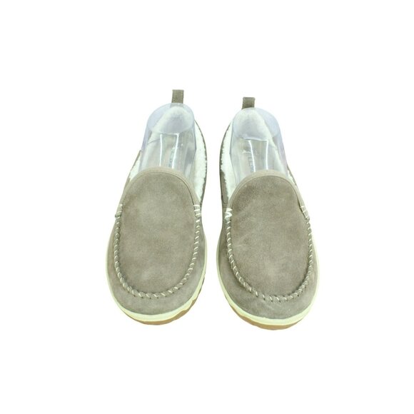 LL Bean Cement Suede Slip-On Fleece Lined Mountain Moccasin Slippers Size 8 M - Picture 5 of 9